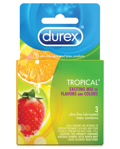 Durex Tropical Flavored Condoms, 3 pack