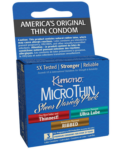 Kimono Micro Thin Sheer Variety Pack Condoms, 3 pack