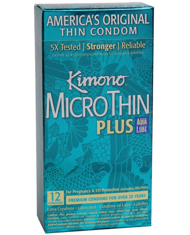 Kimono Micro Thin Plus Aqua Lube Condoms, 12 pack
